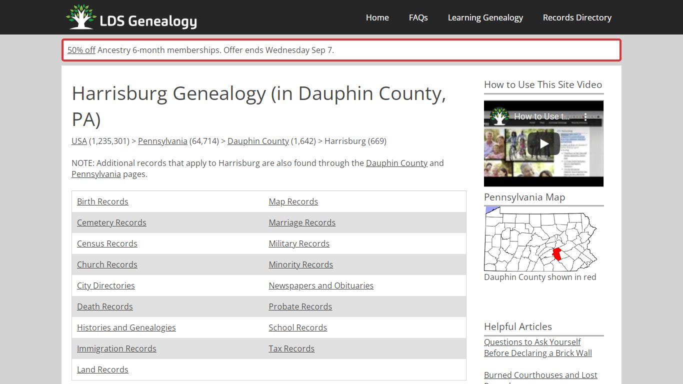 Harrisburg Genealogy (in Dauphin County, Pennsylvania)
